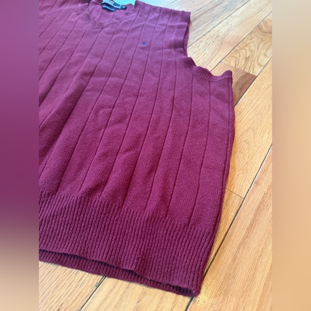 Vintage Polo Ralph Lauren 100% Lambs Wool Sweater Vest Men’s Size XL Burgundy - Picture 2 of 9